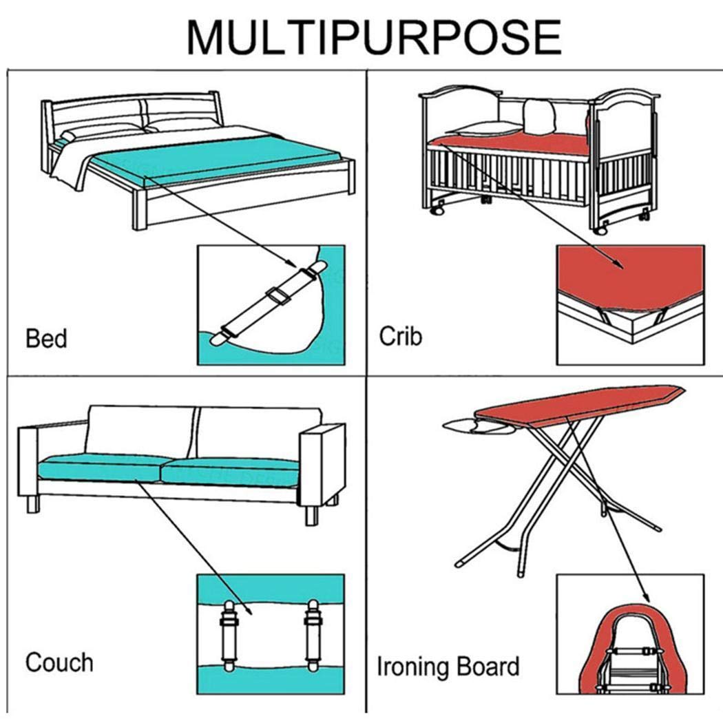 yagot 2Pcs Boucle de Drap à Deux têtes réglable Pratique Pince de canapé-lit Boucle en métal Utilisations Multiples Boucle de Fixation de la Feuille