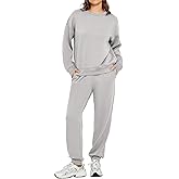 Glamaker Women's Two Piece Outfits Sweatsuit Long Sleeve Crewneck Tracksuit Jogger Pants with Pockets