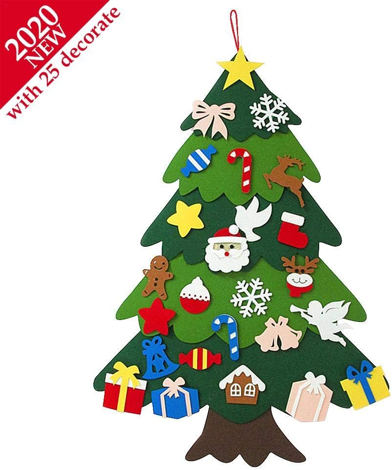 Decorazioni Natalizie 2020 On Line.2020 Albero Natale Feltro Per Bambini 3 2ft Diy Albero Di Natale Piccolo Addobbi Albero Di Natale Albero Di Natale Feltro Con 25 Ornamenti Natale Regali Home Porta Parete Decorazione Amazon It Casa E