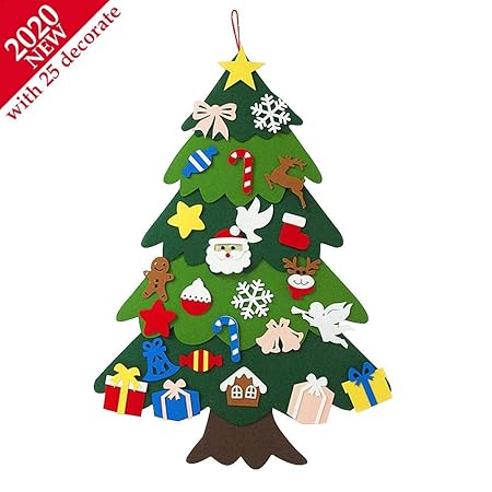 2020 Albero Natale Feltro Per Bambini 32ft Diy Albero Di Natale Piccolo Addobbi Albero Di Natale Albero Di Natale Feltro Con 25 Ornamenti Natale
