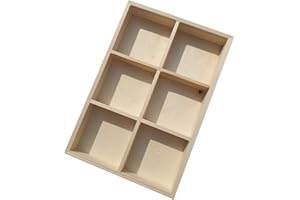 HIAKDOFT Boîte de rangement à 6 compartiments en bois de pin avec cadre épais pour peinture et bâtons