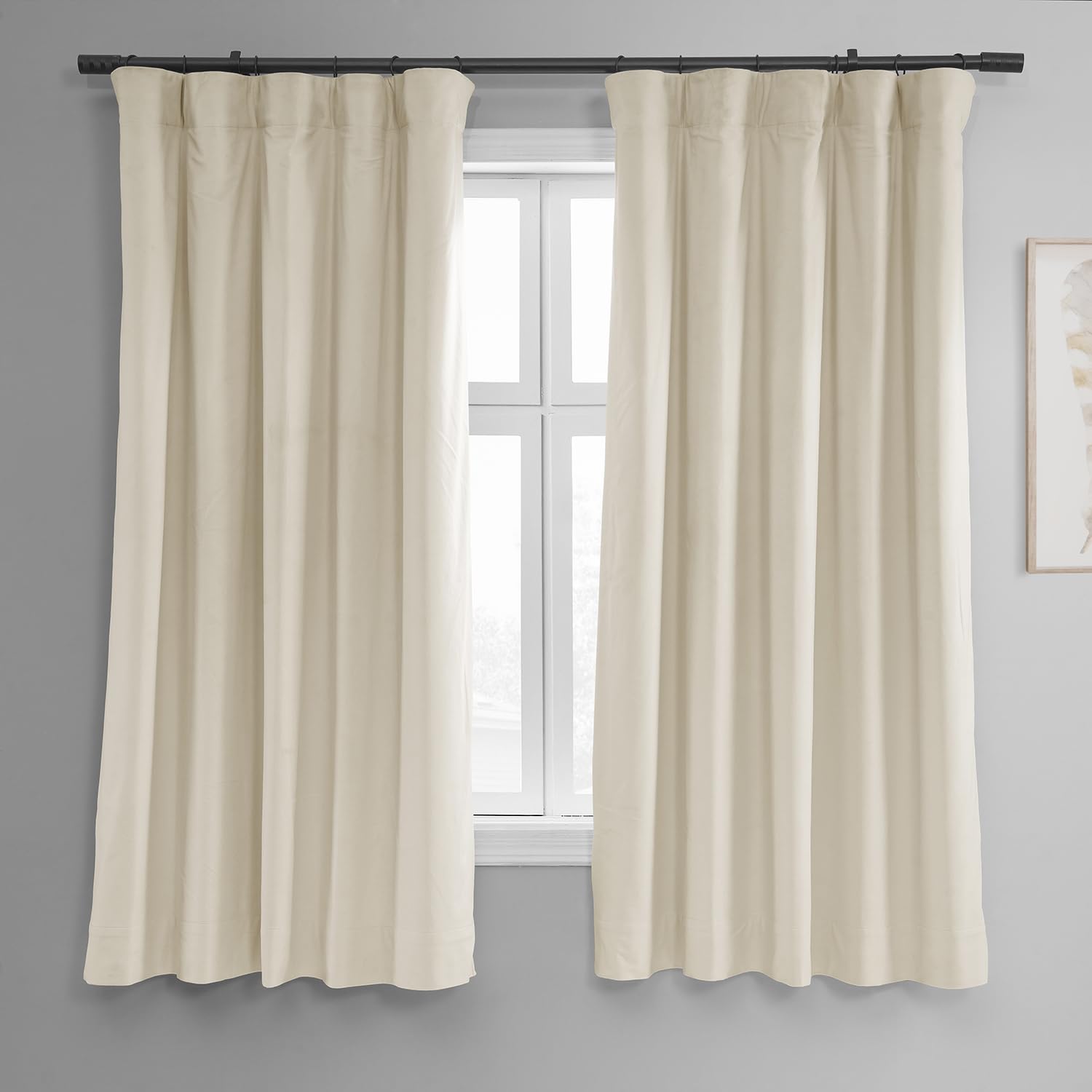 HPD Half Price Drapes Signature Velvet Thermal Blackout Curtains for Living Room 63 Inch Long (1 Panel) Rod Pocket Insulated Blackout Curtains for Bedroom Window Curtains, 50W x 63L, Porcelain White — image 1