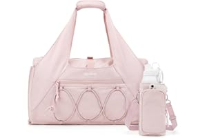 BAGSMART Gym Bag for Women, Lightweight Duffel with Shoe Compartment, Tote Bag with Wet Pocket for Yoga Travel, Pink