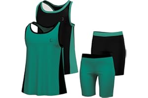 Essenclo Girls' Activewear Set - Short Sleeve Performance T-Shirt and Athletic Running Shorts Girls Outfit Size 5-14 (4 Pcs)