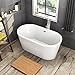 Woodbridge Freestanding Bathtub, 100% Acrylic Bath Tub, High Glossy White, with Brushed Nickel Overflow, B-0002