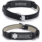 VNOX Medical Alert Bracelets for Men & Women Kids with Free Engraving Adjustable Stainless Steel Mesh Emergency Medical ID Bracelets Wristband