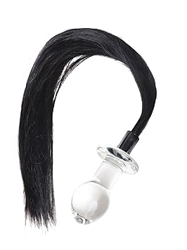 Anal Plug mit Schwanz Ideal für tierisch geile Rollenspiele! Schweif schwarz - aus Glas