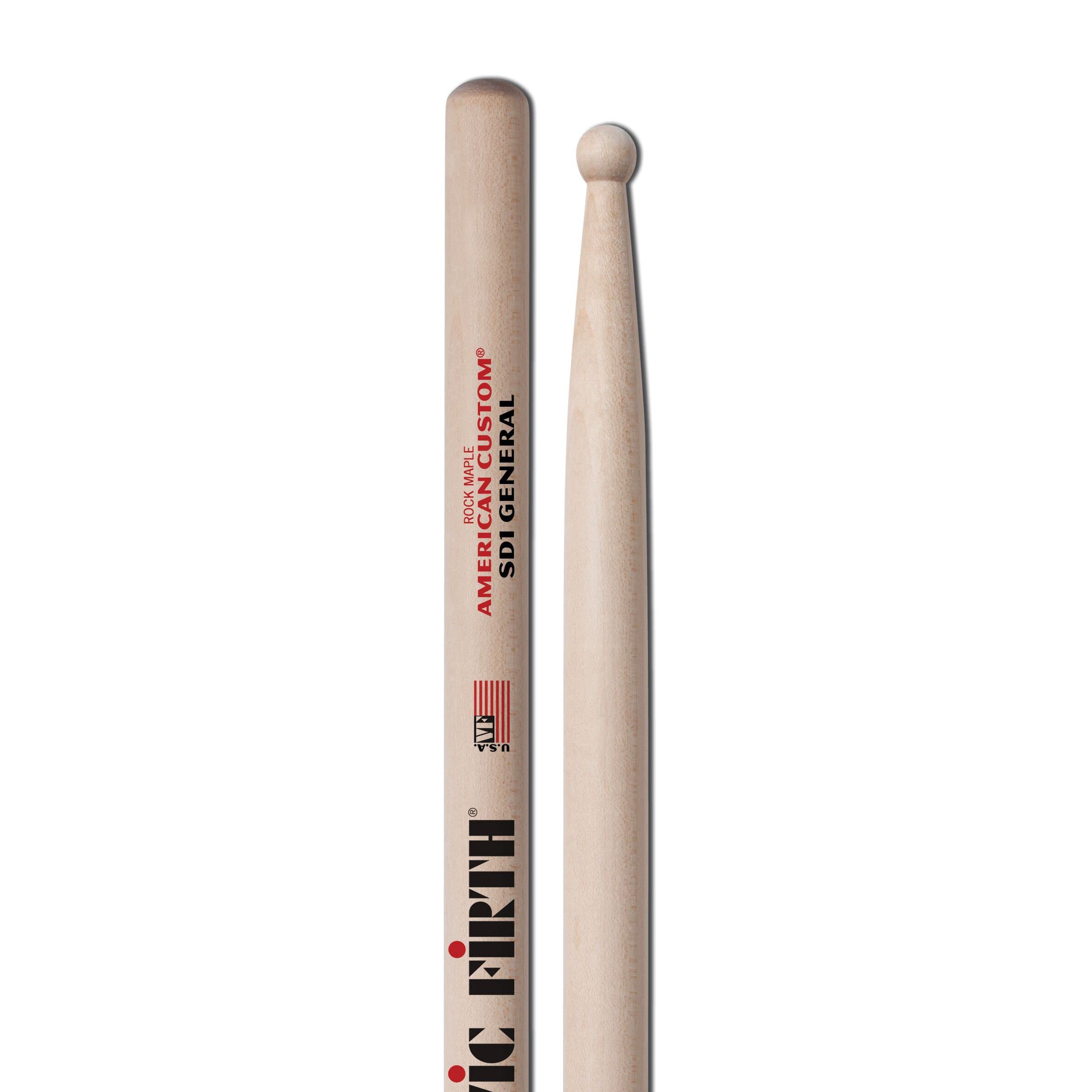 Vic FIrth - American Custom® Drumsticks - SD1 - General Purpose Drumsticks - Maple - Wood Tip
