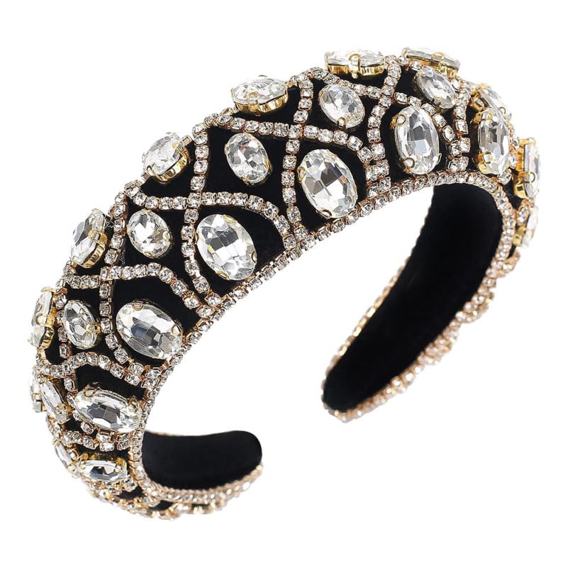 FRCOLOR Womens Fashion Headbands Vintage Baroque Headband Rhinestone Wide Hair Hoop Bridal Hairband Crystal Wedding Headpieces Headwear for Girls Wedding Pageant Women's Fashion Headbands