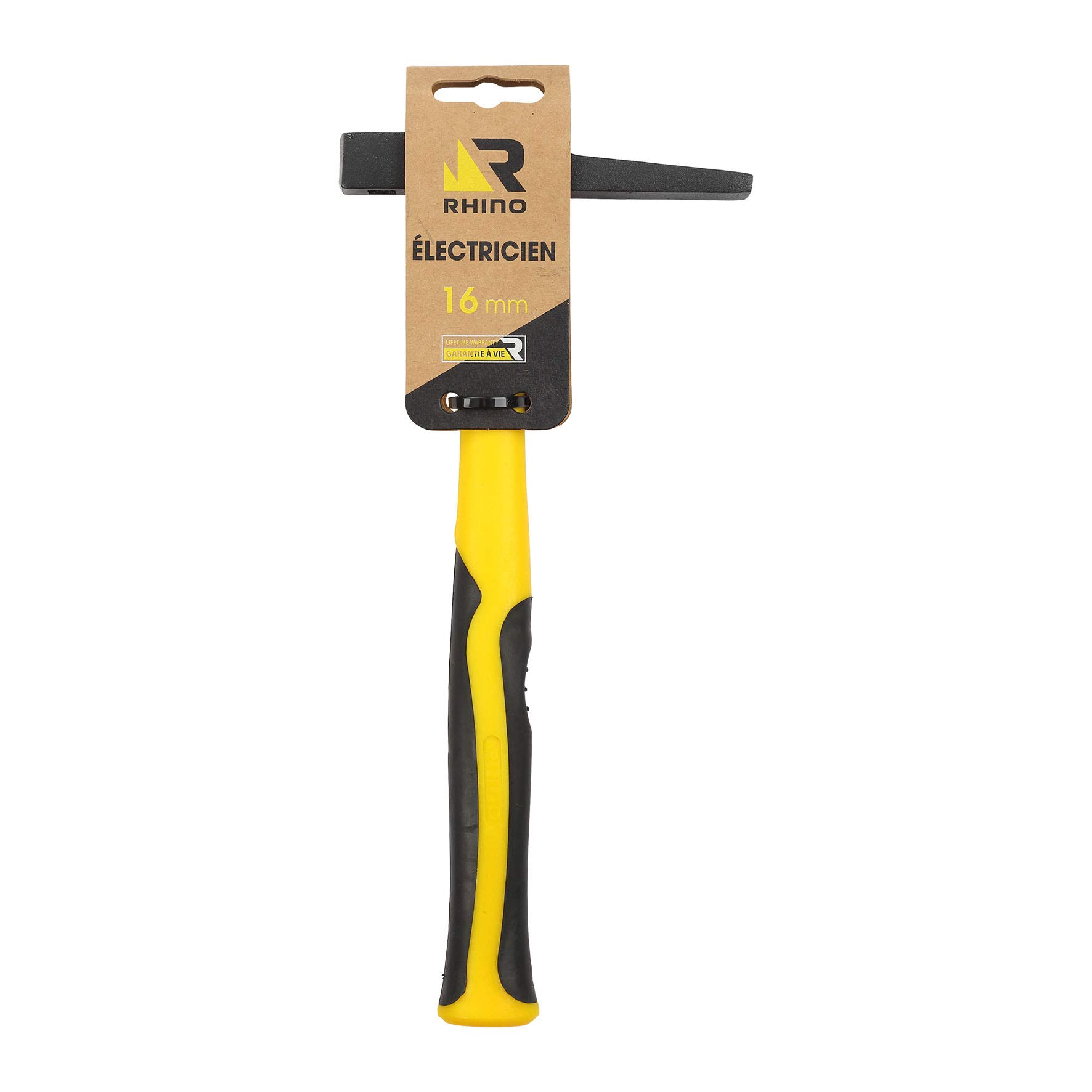 Rhino 18912 16 mm Electrician Hammer Unbreakable Handle (trimatter) - Head Width 16 mm - Allows You to Nail, fix Electrical Wires in Narrow Spaces - Lifetime Warranty
