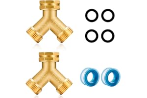 YELUN Garden Hose Splitter,2 Way Connector Heavy Duty Brass, Garden Faucet,Splitter for Outdoor Faucet, Hose y Splitter, Hose Bib Splitter (2 Set)