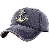 XRDSS Anchor Embroidered Cotton Washed Dad Hat Distressed Retro Baseball Hat