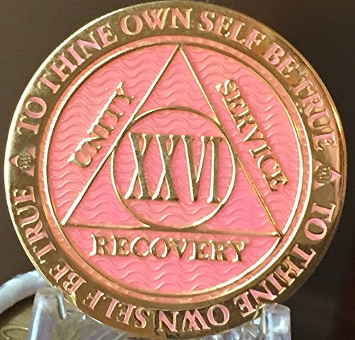 Recoverychip 26 Year AA Medallion Reflex Pink Gold Plated Chip