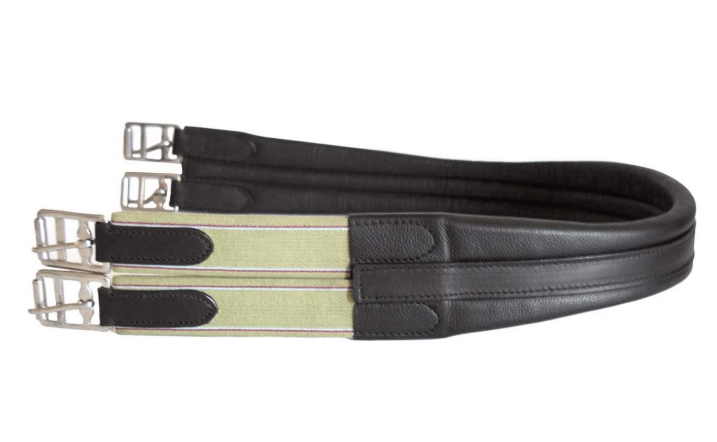 SIE EQUESTRIAN Contoured Leather Chafeless Girth Black Brown 46" /48" / 50" / 52" / 54" / 56" (BLACK, 46")