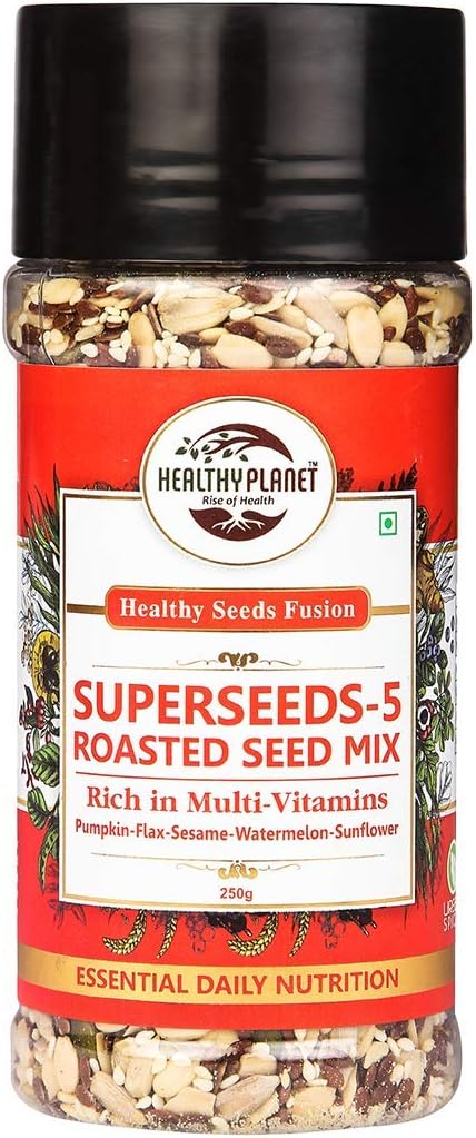 Healthy Planet Superseed -5 Roasted Seed Mix of ( Pumpkin, Flax, Sesame, Watermelon, Sunflower)