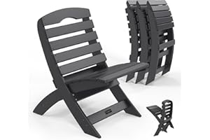 VINGLI Portable Adirondack Chairs Set of 4, Folding Plastic Adirondack Chair for All Weathers, Outdoor Fire Pit Chairs for Patio Poolside Porch Beach, Capacity 350 LBS, Black