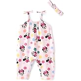 Disney Frozen Elsa Princess Minnie Stitch Marie Girls Romper with Bow Tie Strap and Headband Cute Jumpsuit for Baby &amp; Toddler