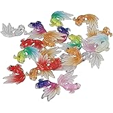 HomeSoGood 85Pcs Colorful Goldfish Charms Pendants for Jewelry Making,Acrylic Gradient Fish Shape Dangle Beads Flat Back Charms DIY Necklace Earrings Craft