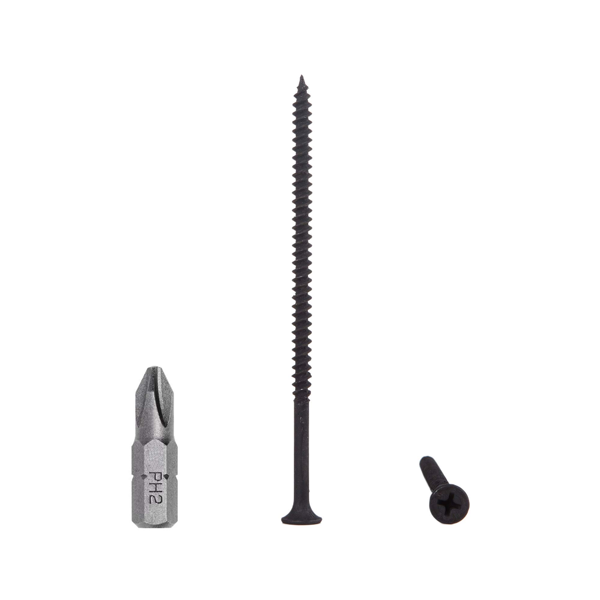 (Pack of 100 pcs) Black Phosphate Carbon Steel 4.2 x 90 mm Drywall Screws, Phillips Bugle Head, Fine Thread, Drywall Sheetrock Fasteners (100, 4.2 x 90 mm)