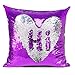 URSKYTOUS Reversible Sequin Pillow Case Decorative Mermaid Pillow Cover Color Changing Cushion Throw Pillowcase 16” x 16”,Purple and Silver