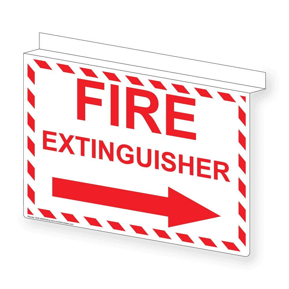 Fire Extinguisher With Right Arrow Sign 14x10 In Ceiling Mount