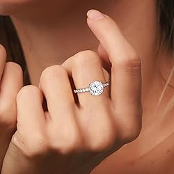 SMILEST 2ct Round Engagement Rings for Women, 14K