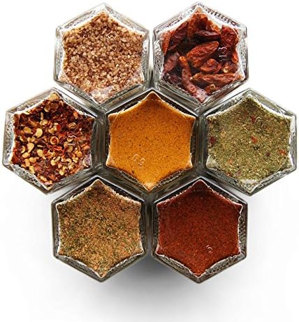 SPICY | Seven Organic Seasonings to Heat Up the Kitchen in Gneiss Spice Small Magnetic Jars for Fridge | Boxed Gift Kit (7 Jars, Silver Lids)