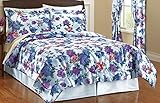 Reversible Satin Floral Arielle Comforter - 4 pc, Blue, Twin