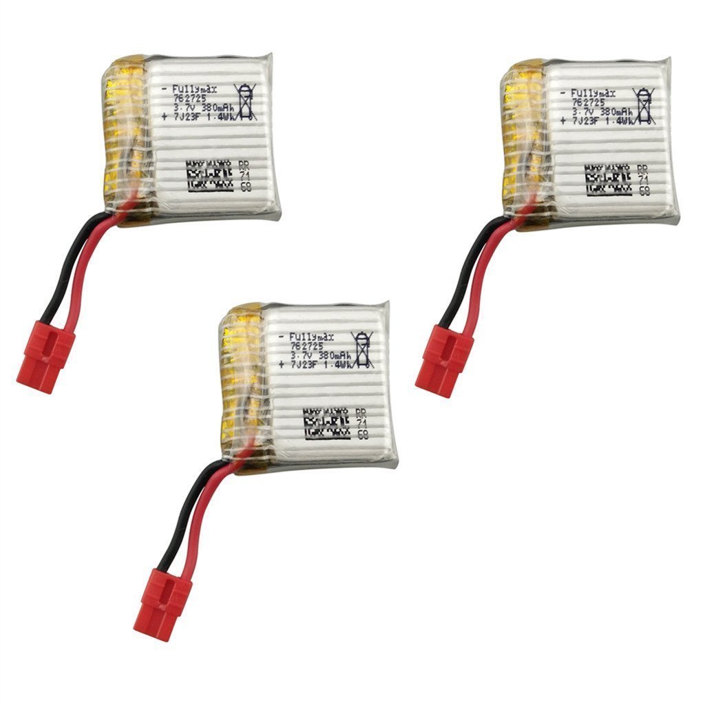 YUNIQUE GREEN-CLEAN-POWER - Set of 3 Li-Po Batteries 3.7V 380mAh for Drone Syma X21, X21W | Extended Flight Time | Easy to Install, 7.6x2.7x2.5 cm, 29g