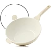 SENSARTE Nonstick Ceramic Wok Pan with Lid, 11Inch Non Toxic Stir-fry Pan | PFAS Free, Induction Cookware, Even &amp; Fast Heating, Easy to Clean, Durable, Non stick Frying Pans Skillet, Stay-cool Handle