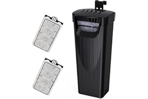 Moonorange Aquarium Filter(3.5W), Fish Tank Filter, Turtle Tank Filter, Low-Water Filter for Small Fish Tank, Reptile Tank Up to 15Gallon, with 2 Cartridges(Black)
