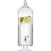 Fifth Avenue Crystal Beverage Dispenser for Countertop - 1 Gallon Large Glass Drink Dispenser w/Spigot & Lid - Party Drink Dispenser for Sweet Tea Lemonade Punch Water, Juice Dispensers for Parties