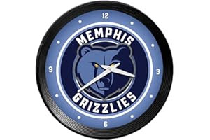 The Fan-Brand NBA Memphis Grizzlies: Ribbed Frame Wall Clock- Sports Decor for Home, Game Room, Fan Cave & Garage - USA Made