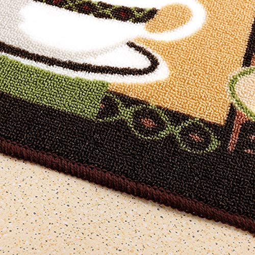 Carvapet 2 Piece Non-Slip Kitchen Mat Rubber Backing Doormat Runner Rug Set, Coffee (19"x59"+19"x31")
