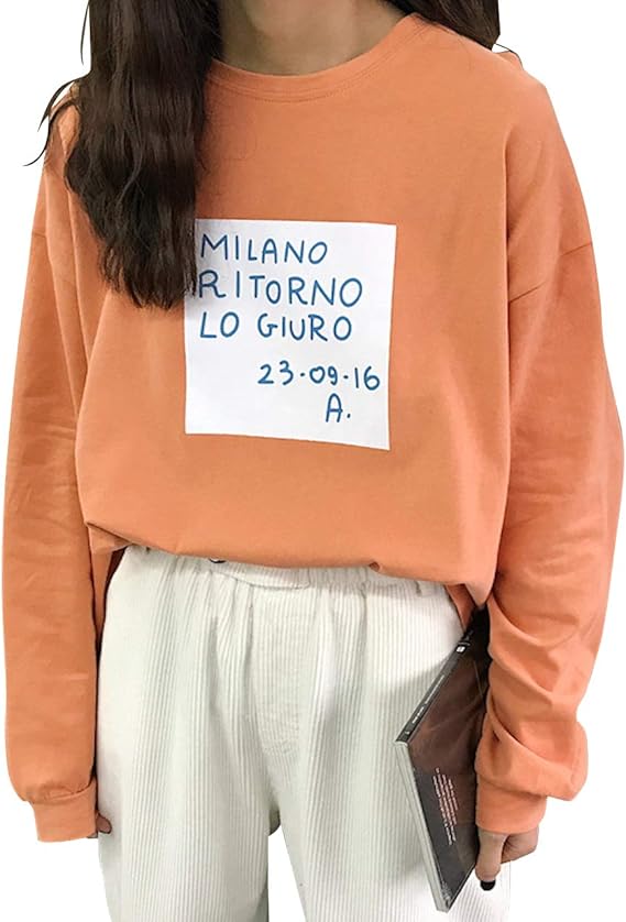 Amazon スティーグル ロンt Tシャツ カットソー プリントtシャツ ロング丈 ユッタリ ロングtシャツ レディースファッション レディース服 トップス ファッションレディース 長袖 長袖tシャツ Tシャツレディース Tシャツレディース長袖 プルオーバー 韓国 丸首 品の