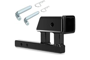 Geksion 1.25 to 2" Hitch Adapter Solid Shank 1.25" Trailer Hitch Extension Adapter with 2 Sets of Hitch Pins & Clips