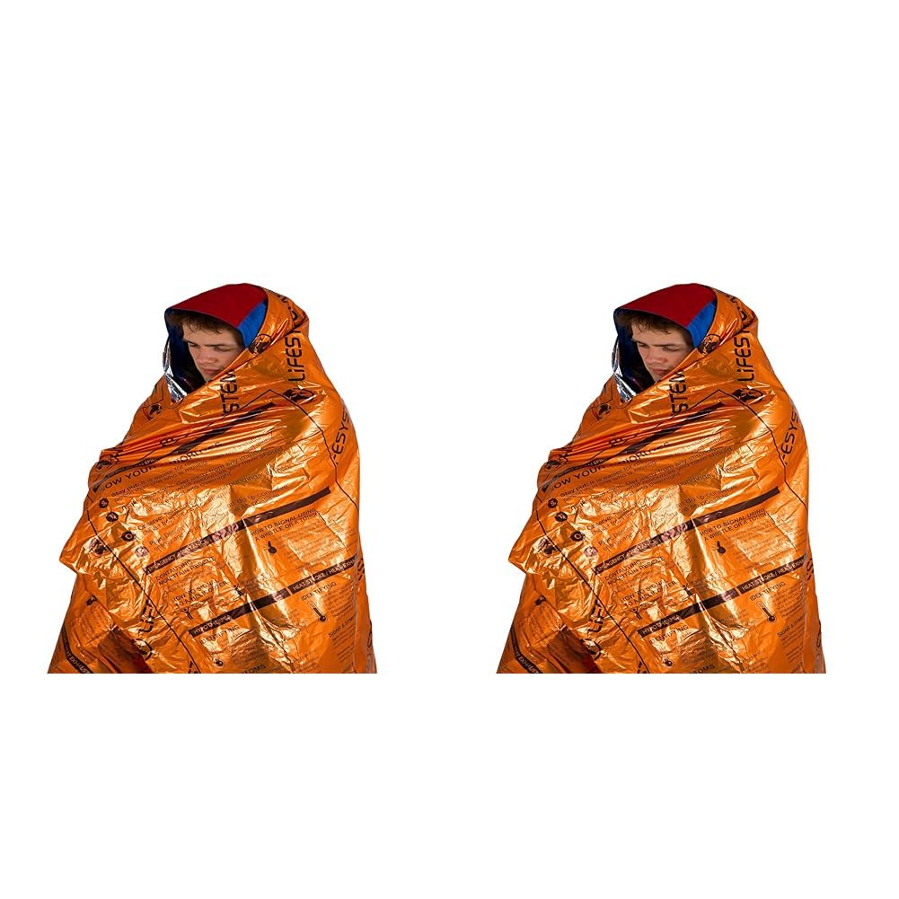 Lifesystems Unisex Heatshield Thermal Blanket - Single Survival Product, Orange, One Size UK (Pack of 2)