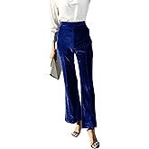 SEMATOMALA Women's Velvet Flare Work Pants High Waisted Dressy Office Elegant Business Casual Pull On Trousers