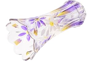 JECOMPRIS Thickened Purple Crystal Glass Vase 25cm for Dining Room Table, Dried Flower Arrangement Container,