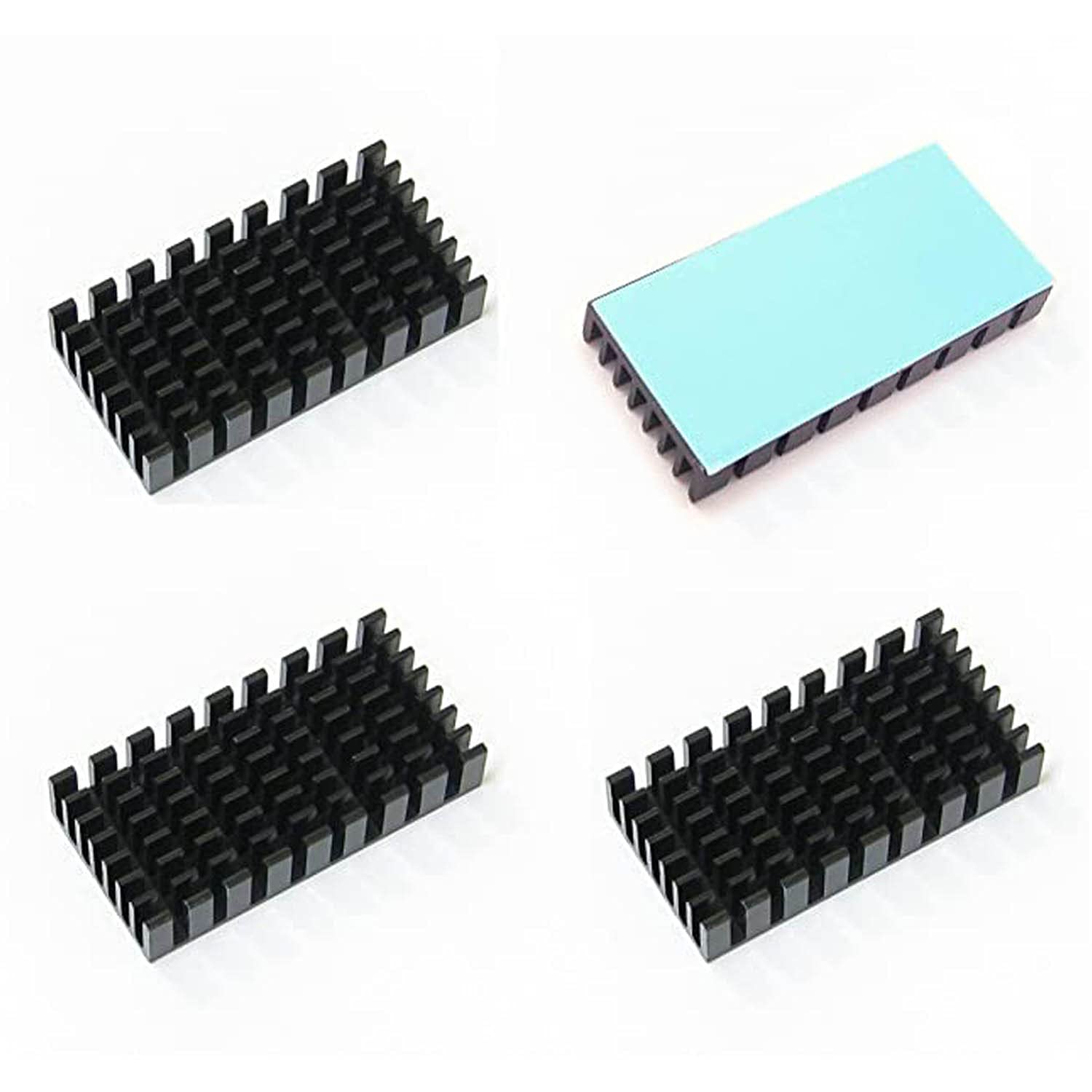 Easycargo 4pcs 50mm Heatsink 50x25x10mm + pre Applied 8810 Thermal Conductive Tape, Cooling Aluminum Heatsink for Cooling Raspberry Pi, M.2 SSD NVMe (4 pcs 50mmx25mmx10mm)