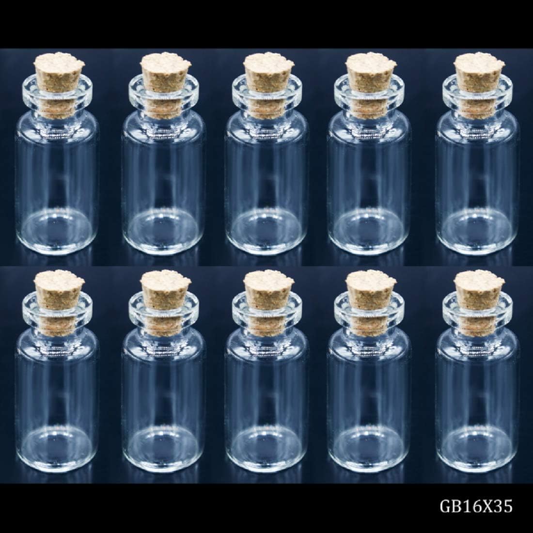 KRAFTMASTERS Cork Stopper Glass Bottles 16x35mm Mini Clear Glass Bottles Message Bottles Set of 10 Pack of 1