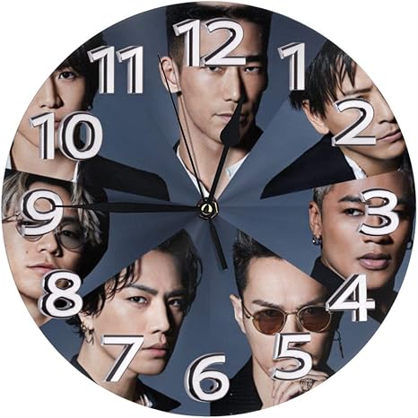 Amazon Co Jp 掛時計 壁掛け時計 アナログ クロック インテリア 丸型 静音 北欧 三代目 J Soul Brothers 1 印刷 掛置兼用 フラットフェイス 家 寝室 居間 食堂 浴室 台所用 直径25cm 部屋装飾 ホーム キッチン
