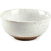 KuJaRen Mixing and Serving Bowl - 9 inch Ceramic Stoneware, Handmade White, Microwave & Dishwasher Safe