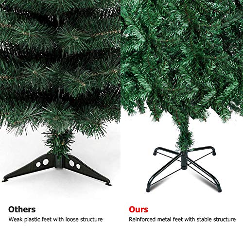 LEHOM Christmas Trees Unlit Artificial 6 Feet Premium Hinged Spruce Full Tree with Solid Metal Stand (900 Tips) - Thumbnail 3