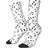 JKJOJIA Music Notes Novelty Socks For Men Women, Funny Crazy Crew Socks Casual Dress Socks Gifts