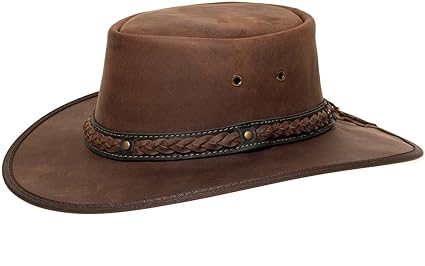 Barmah 1022 Squashy Bronco Cooper Crossing Lederhut aus Australien + Kinnriemchen | Braun/Brown