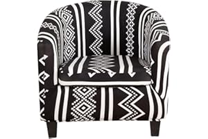 GOSTADY Club Chair Slipcover 2 Piece Printed Tub Chair Slipcover Soft Stretch Printed Round Barrel Chair Covers Armchair Covers Furniture Protector for Living Room Hotel Counter Cafe 17