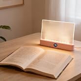 Book Light, Rechargeable Clear LED Flat Reading Light with 3 Colors &amp; Timer, Dimmable Panel Plate Lamp Book Full Page Light for Reading in Bed at Night, for Women Readers Kids Book Lovers (Pink)