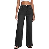 MARIASHA Women's High Waisted Straight Leg Jeans Baggy Stretch Denim Pants