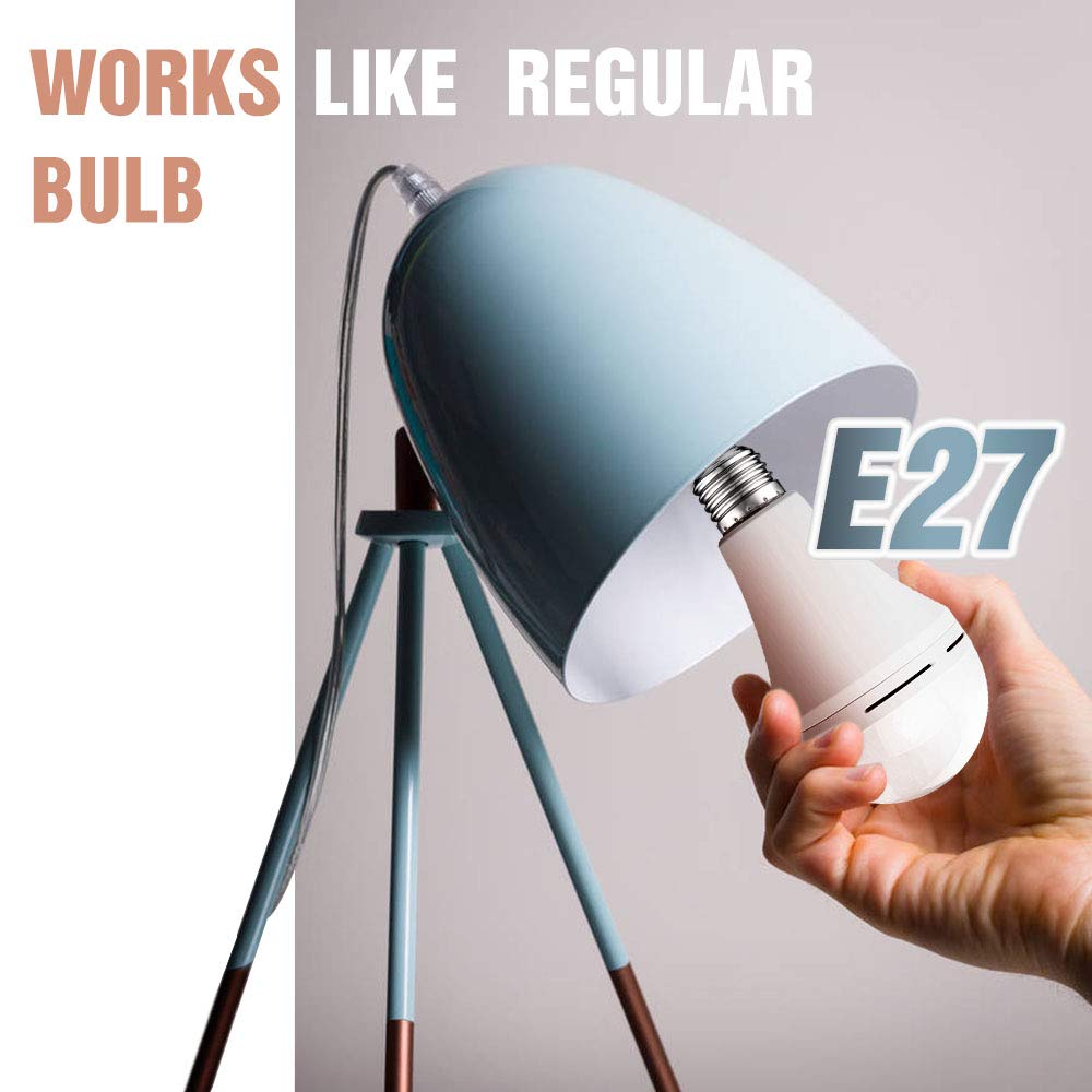 4 Pack Rechargeable Emergency LED Bulb 1200mAh 15W 80W Equivalent 6000K Battery Operated Light Bulb E27 with Hook for Power Outage Camping Tent Hurricane